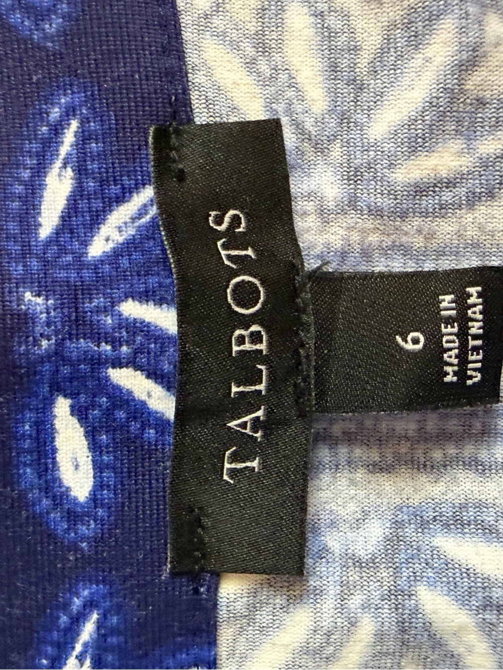 Talbots Blue Print Sleeveless Knit Dress Size 6 - Picture 3 of 7